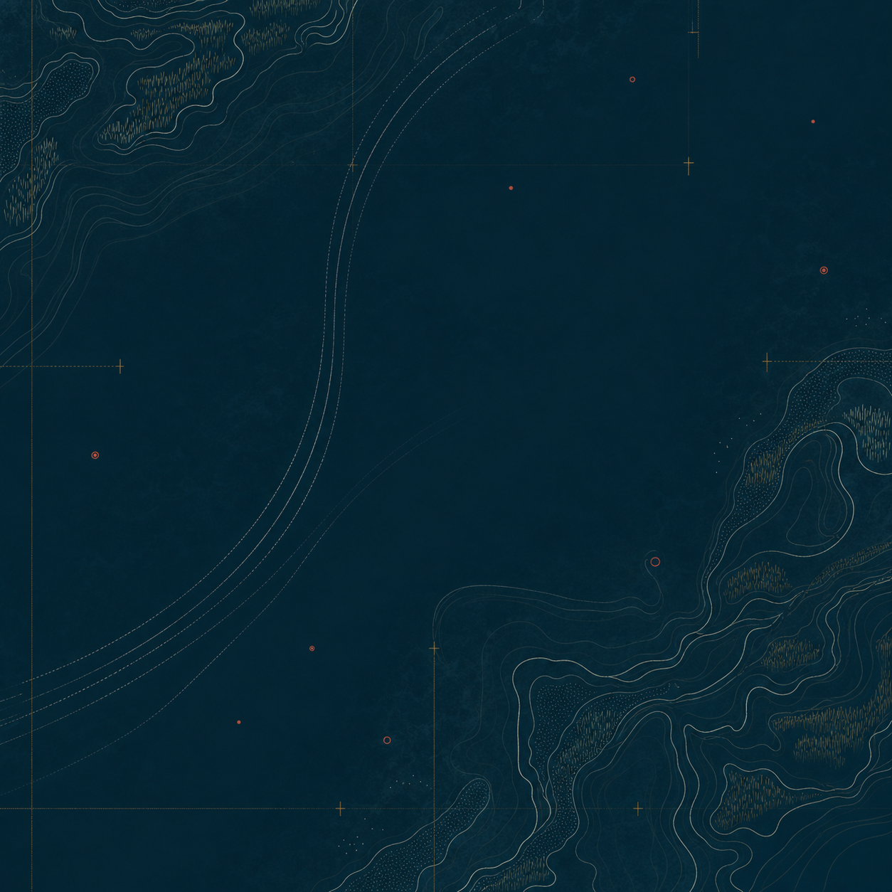 Abstract nautical chart texture with subtle wake lines and coordinate marks.
